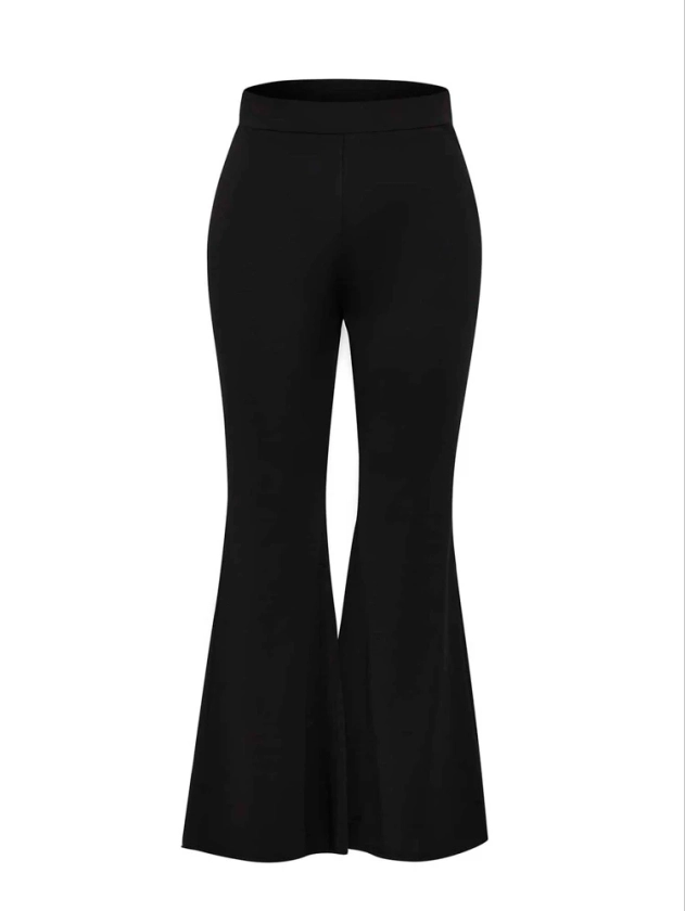 SHEIN Frenchy Plus Solid Flare Leg Trousers | SHEIN UK
