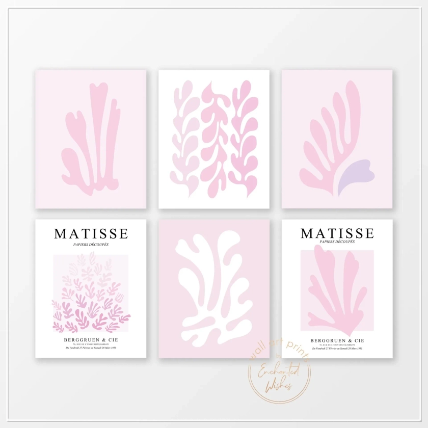 Pastel Pink Matisse Set of 6 Printable Prints - Wall Art