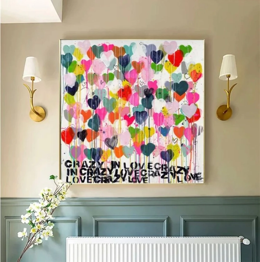 Crazy in Love Canvas, Graffitti Hearts Art Print, Modern Wall Art, Love Decoration, Abstract Art, Giclee Print Colorful, Colorful Hearts - Etsy UK