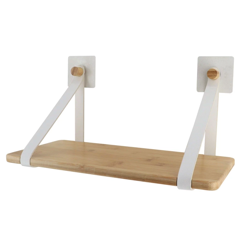 ETAGERE BAMBOU AVEC LANIERES A FIXER BLANC BAMBOU