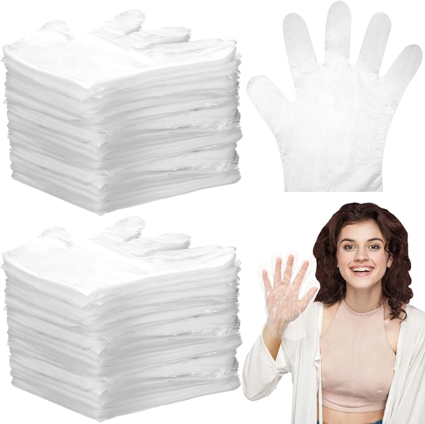 4000 Pack Disposable Gloves Plastic Gloves Disposable Food Prep Gloves Safe PE Gloves Disposable Latex Free Disposable Gloves for Gardening Kitchen Cooking Food Handling, One Size Fits Most