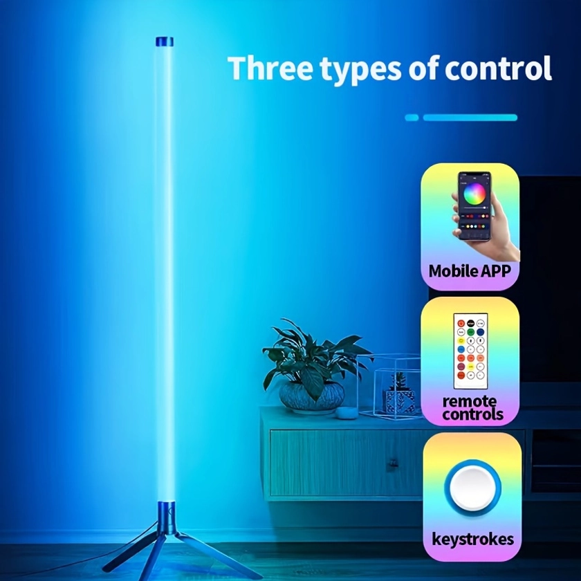 LED Ambient Light Tube Phantom Color Wireless APP Dimming Rgb Floor Lamp Simple Living Room Room Decoration Light Send Remote Control + USB Cable