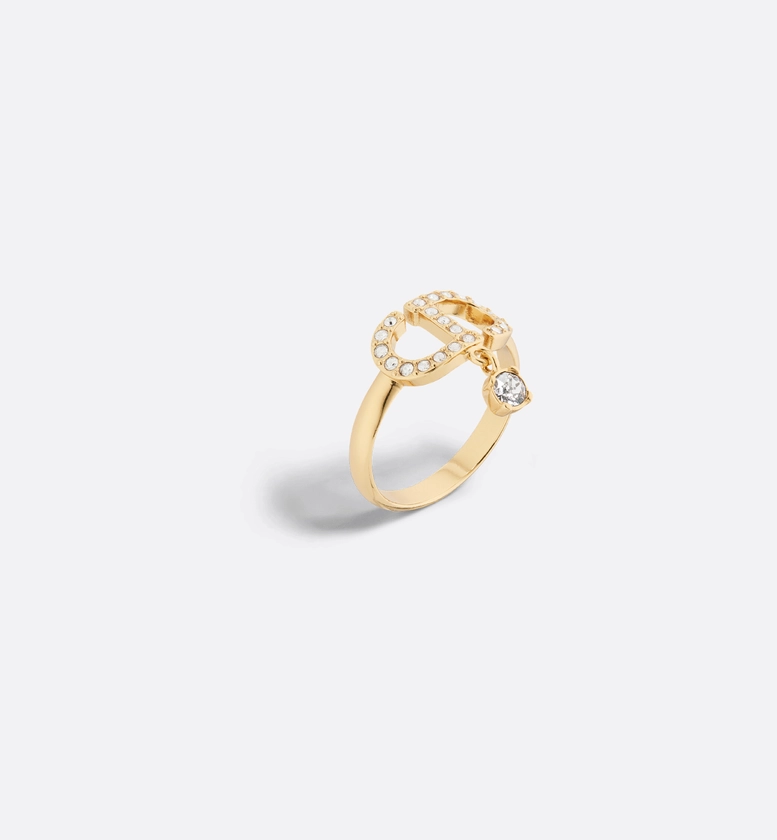 Petit CD Ring Gold-Finish Metal and Silver-Tone Crystals | DIOR