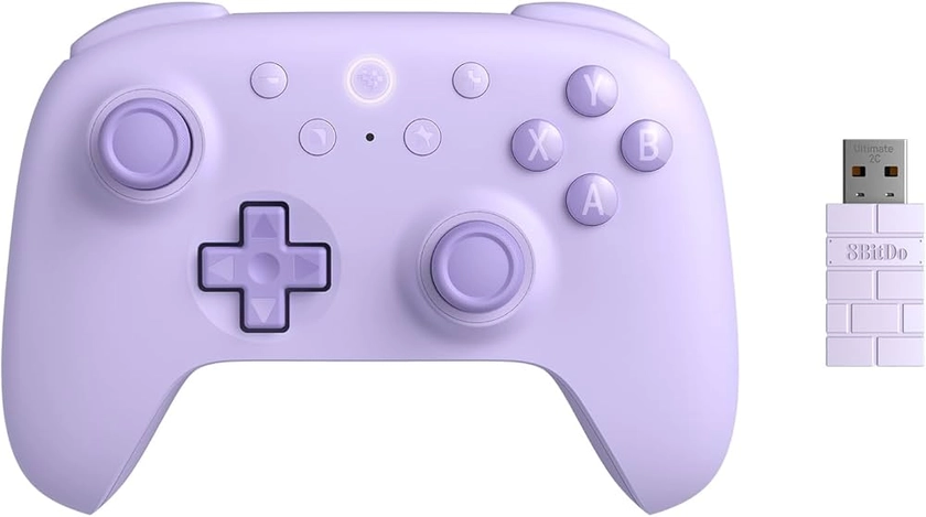 8Bitdo Ultimate 2C Wireless Controller for Windows PC and Android, with 1000Hz Polling Rate, Hall Effect Joysticks and Hall Triggers, and Remappable L4/R4 Bumpers (Purple)