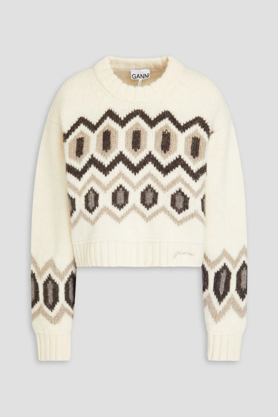 GANNI Jacquard-knit wool sweater | THE OUTNET