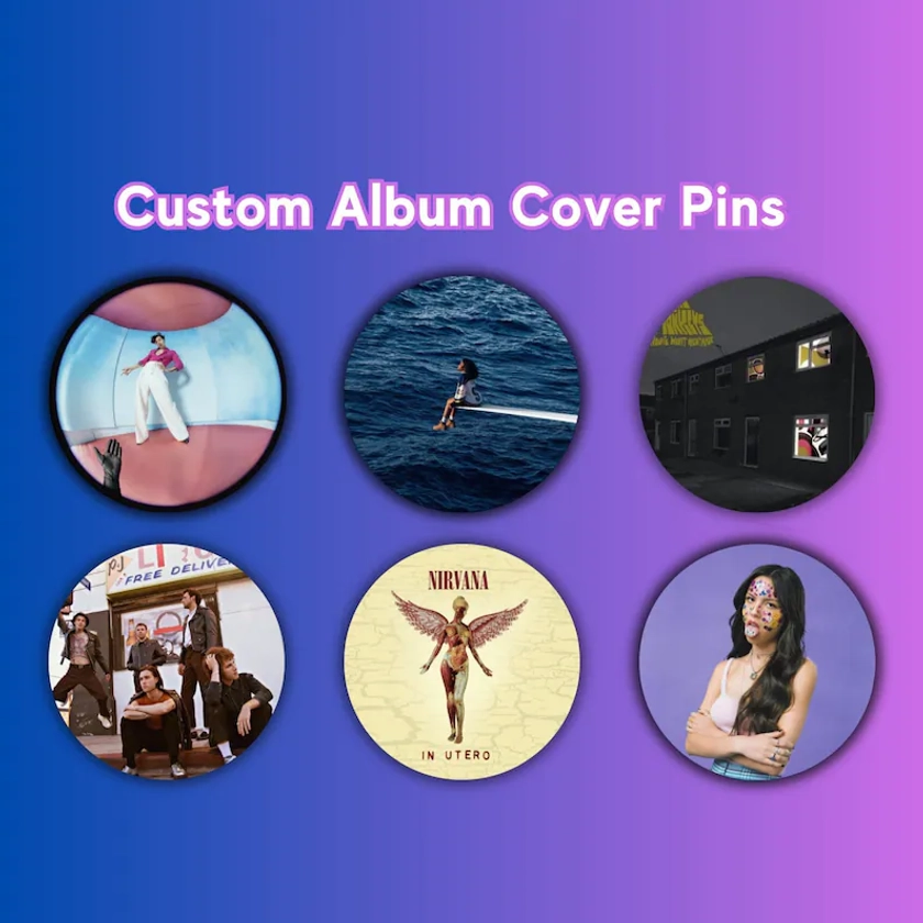 album cover pins 1.25" custom music album pins for backpacks music pin buttons pop music patches custom pin set bundle pins