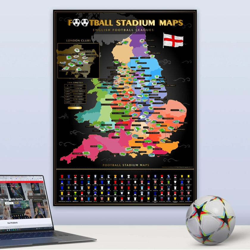 Stunning Football Stadium Scratch-Off Map - gift for men