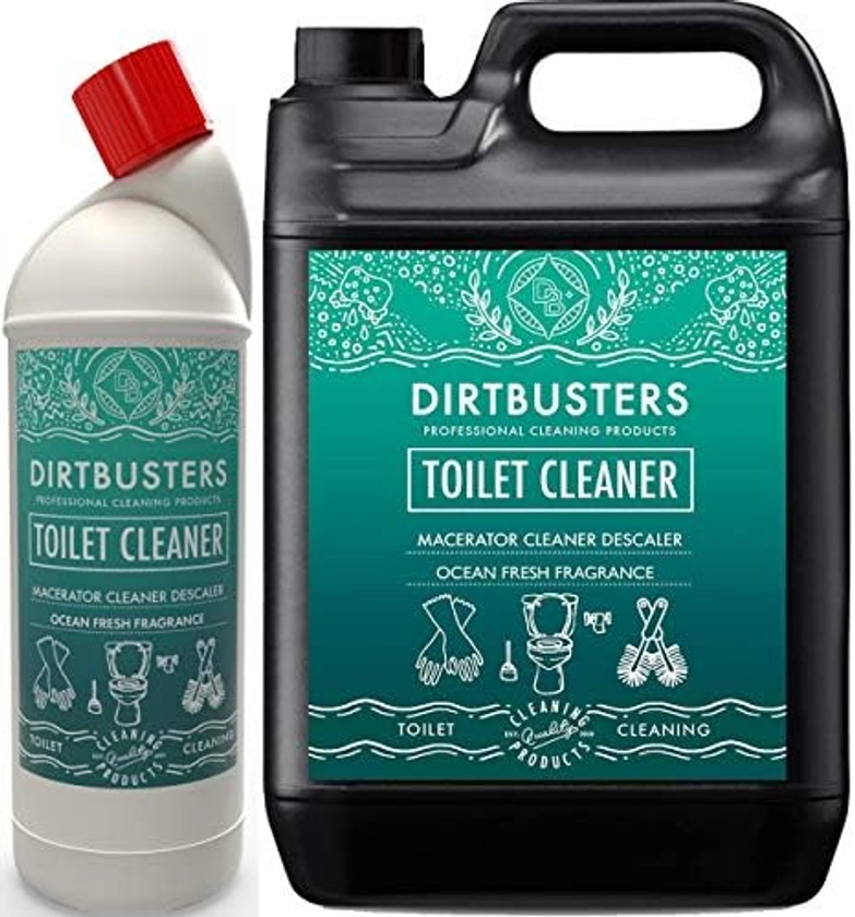 Dirtbusters toilet Macerator Descaler Cleaner septic tank safe 5L and 1 litre