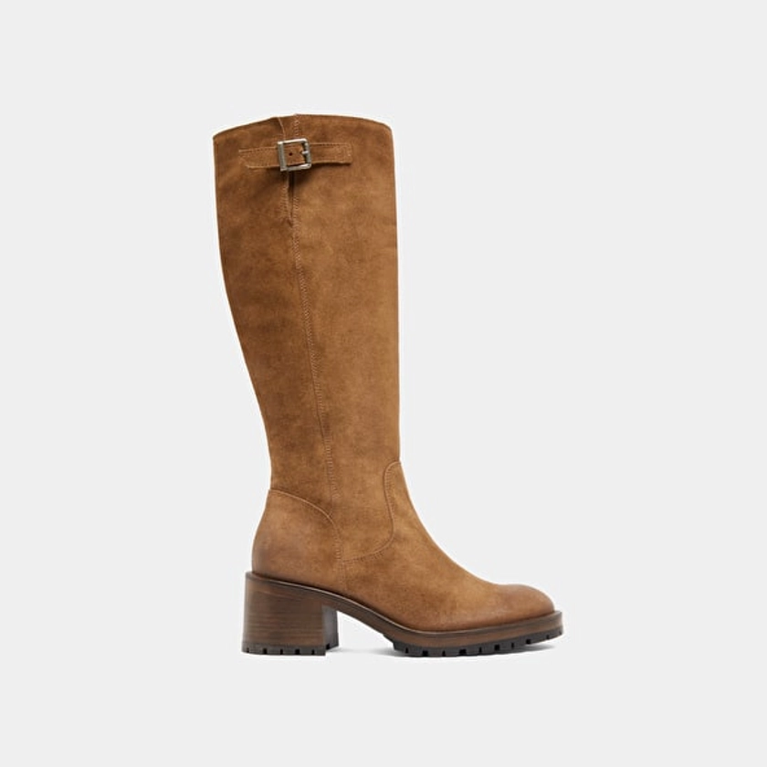 Bottes à semelles crantées en croute taupe pour Femme | Jonak