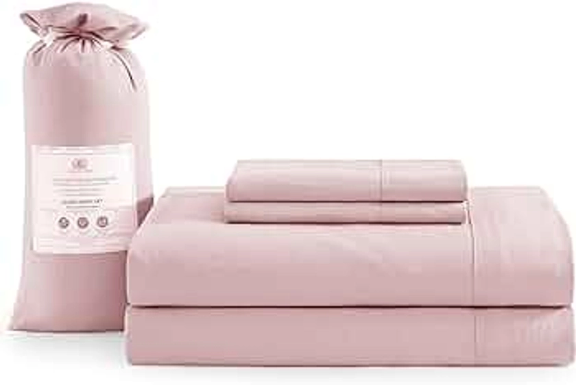 Casa Platino Bedding Sheets and Pillowcases, Pre-Washed Ultra Soft Sheet Set Queen Size, Breathable Queen Bed Sheets Set, Hydro-Brushed Microfiber Queen Cooling Sheets, Deep Pockets - Sepia Rose