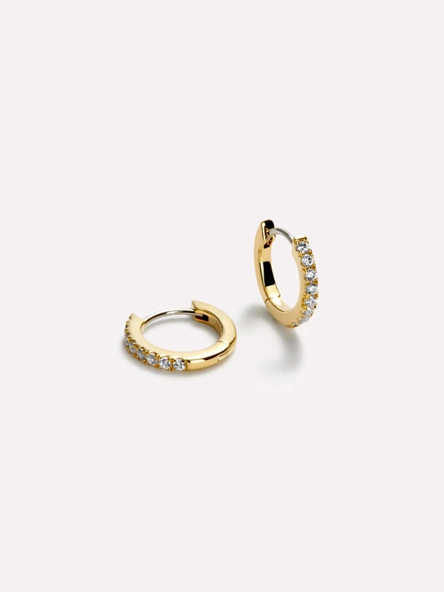 Gold Huggie Hoop Earrings - Pave Huggie Hoops | Ana Luisa Jewelry