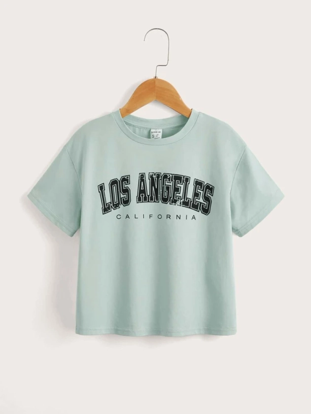 SHEIN Girls Letter Graphic Tee