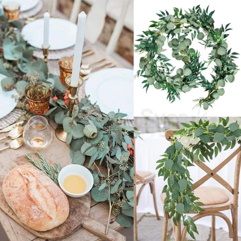 6.56 ft Artificial Eucalyptus & Willow Leaves Garland