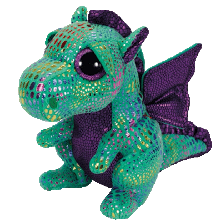 Ty Inc Beanie Boo Plush Stuffed Animal Medium Cinder the Green Dragon 10"