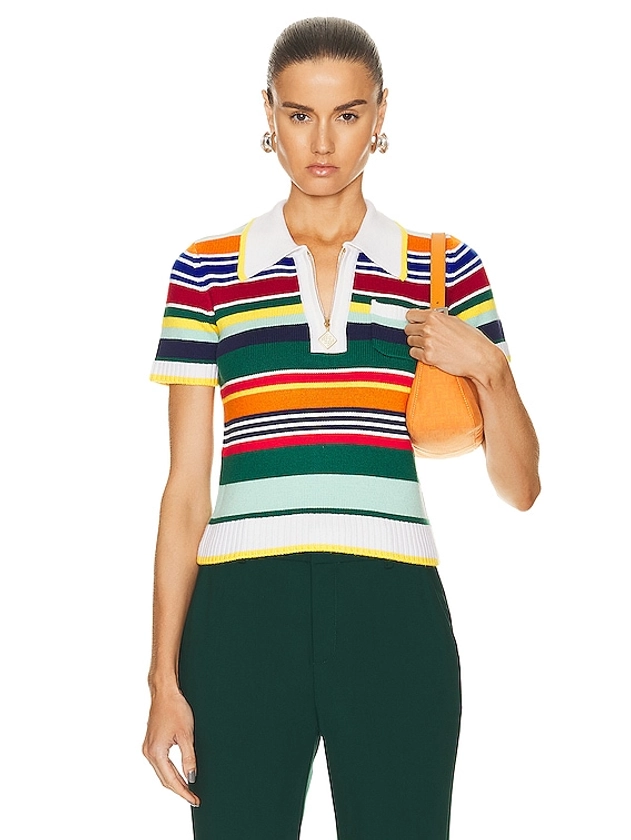 Casablanca Short Sleeve Polo Shirt in Multi | FWRD