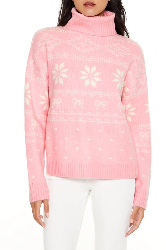 Fair Isle Bow Turtleneck Sweater