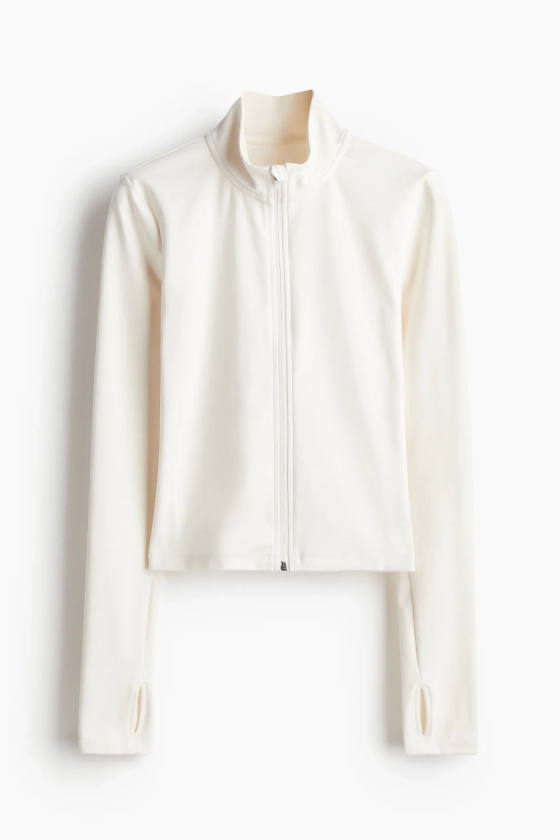 Zip-through sports jacket in SoftMove™ - White - Ladies | H&M GB