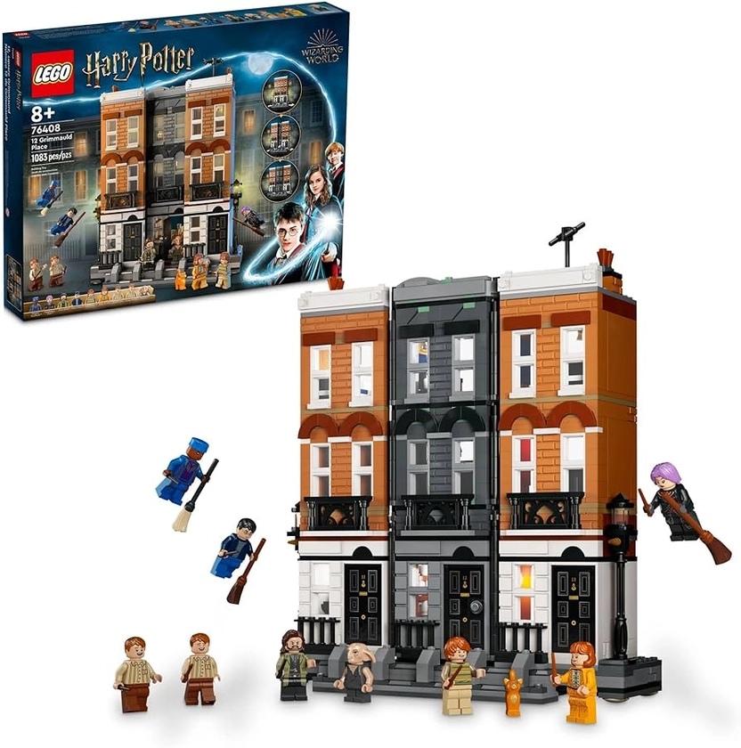 LEGO Harry Potter 12 Grimmauld Place 76408, Headquarters of The Order of The Phoenix Magic Set, Transforming House Model Building with 9 Minifigures Including Sirius Black, Kreacher, and The Weasleys