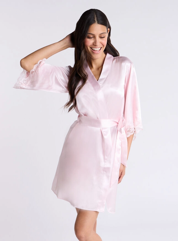 Amelia satin short robe