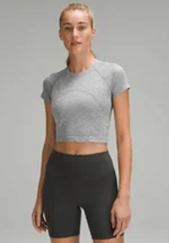 lululemon SWIFTLY TECH CROPPED - T-shirt basique - slate white/gris - ZALANDO.FR