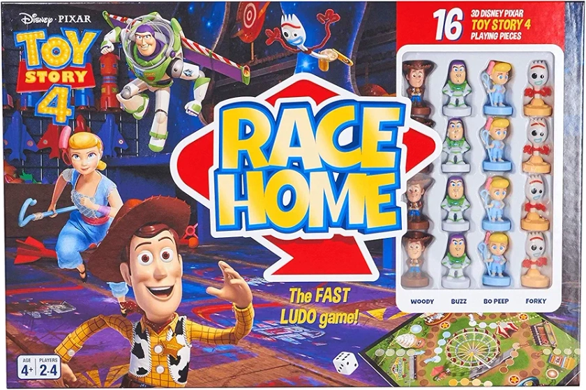 Disney Toy Story 4 Official Race Home Board Game, 16 Toy Story 4 Playing Pieces Included, Great Gift For Up To 4 Players, Ages 3+