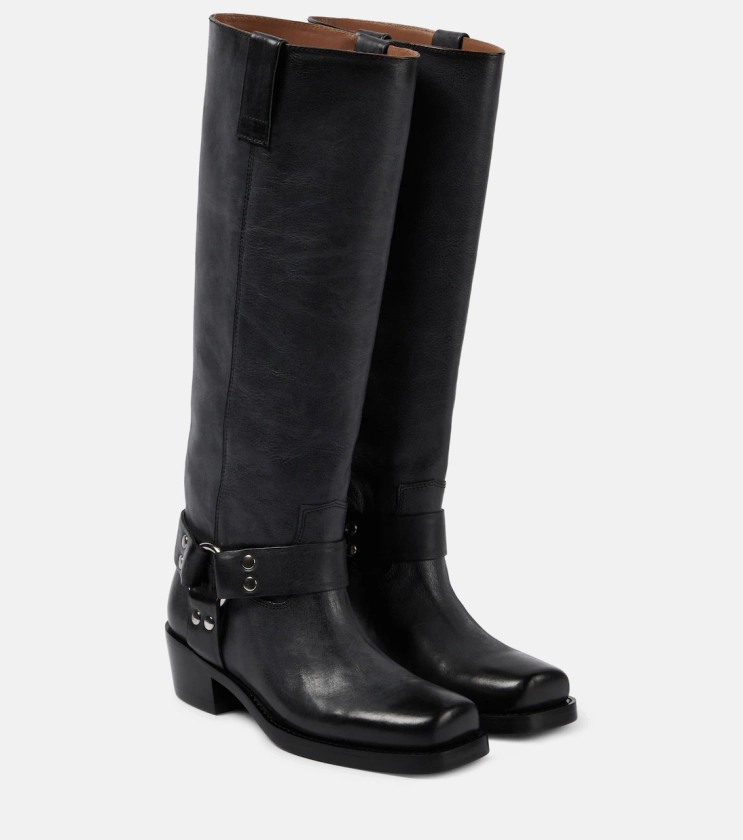 Roxy leather knee-high boots in black - Paris Texas | Mytheresa