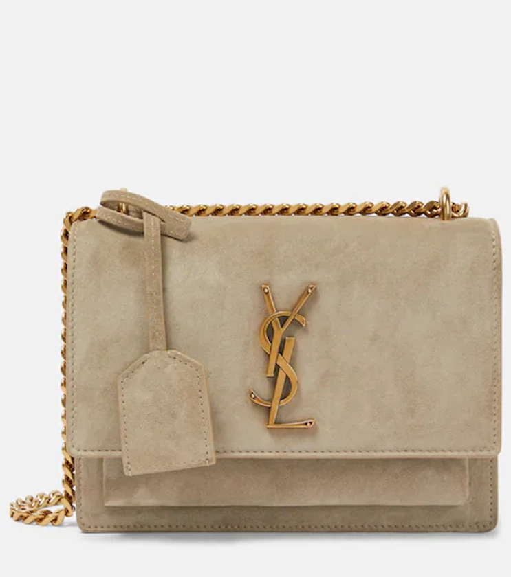 Sunset Small suede shoulder bag in gold - Saint Laurent | Mytheresa