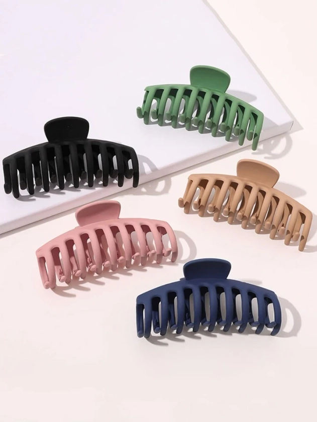 5pcs Women Claw Shaped Solid Minimalist Casual Large Hair Claw | SHEIN USA