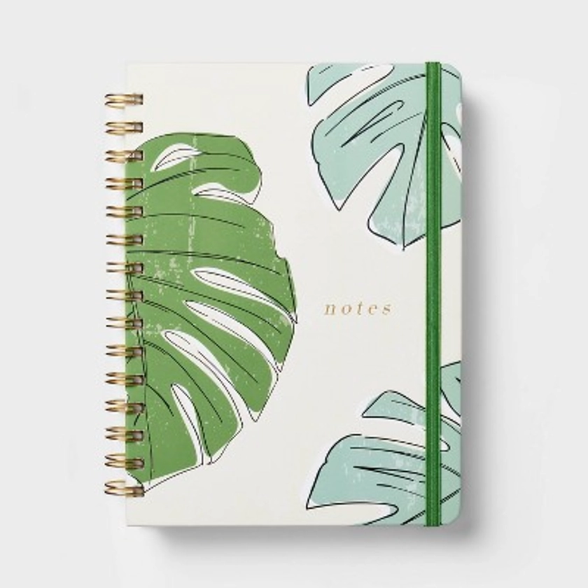 Narrow Ruled Journal 5.75"x8" Twin Wire Printed Palm Leaves - Threshold™