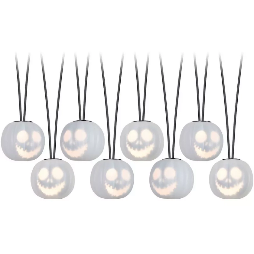 Musical White Jack-o'-Lantern Light String, 8ct - The Nightmare Before Christmas