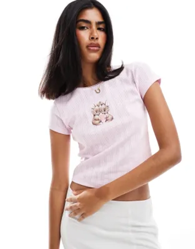 Miss Selfridge bunny pointelle tee | ASOS