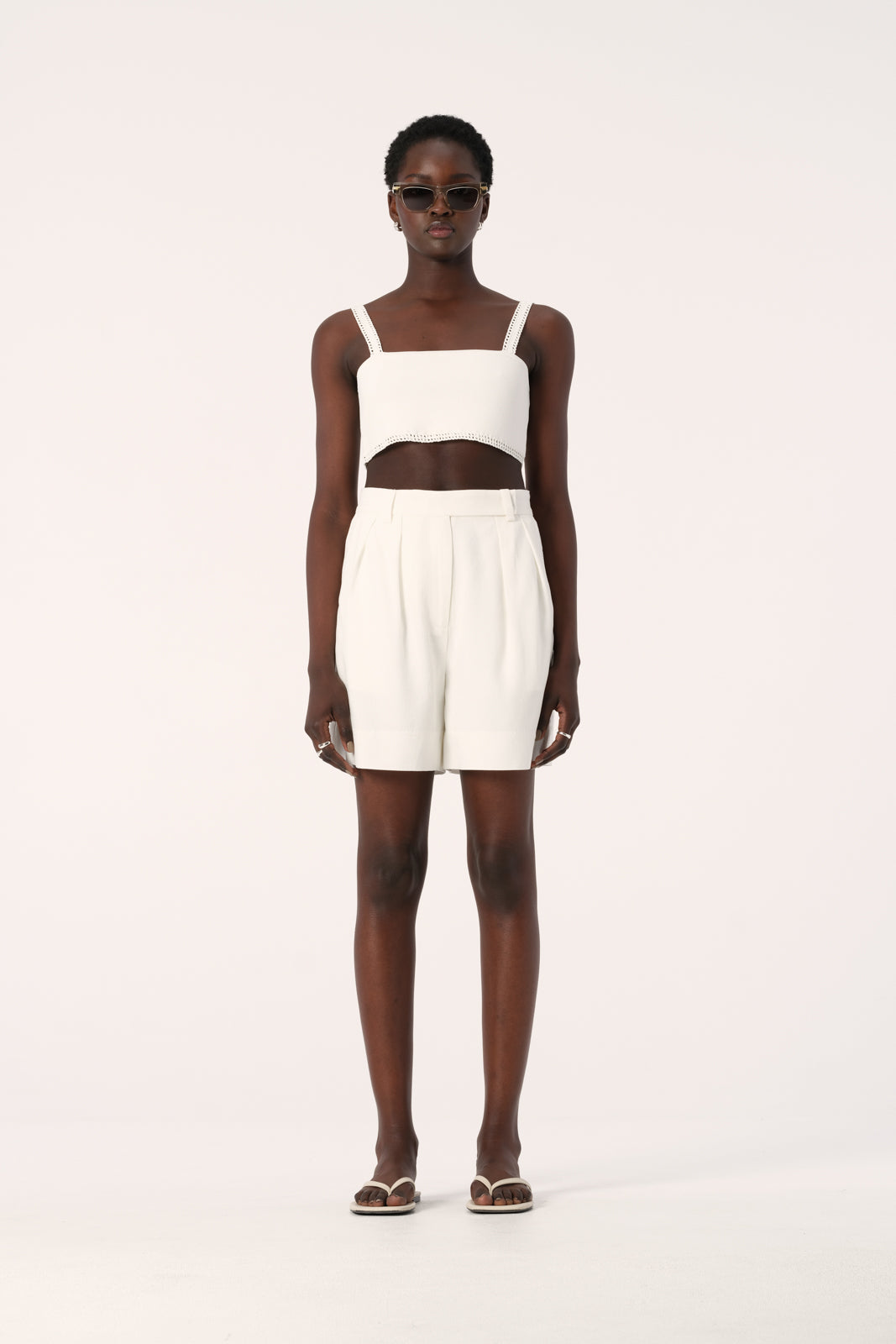 Marbella Tailored Shorts in White | Elka Collective