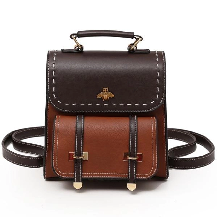 Little Bee Vintage Faux-Leather Backpack