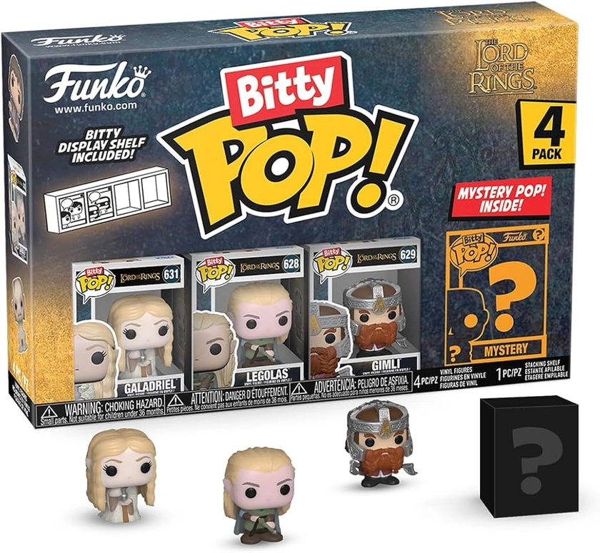 Funko Bitty Pop! Lord of The Rings - Galadriel 4PK et Une Mini-Figurine Mystère en Surprise - 2.2 Cm Collectionnable - Étagère Empilable Incluse - Idée de Cadeau - Décoration de Gâteaux