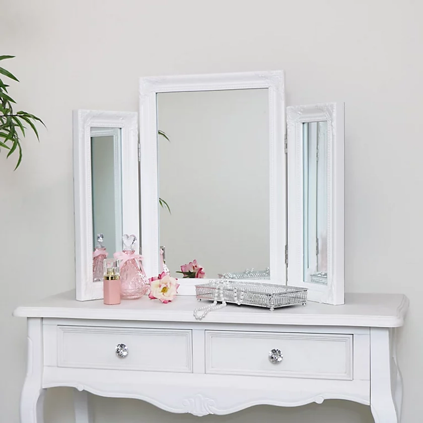 Melody Maison Ornate White Vintage Triple Dressing Table Mirror 55cm x 74cm | DIY at B&Q