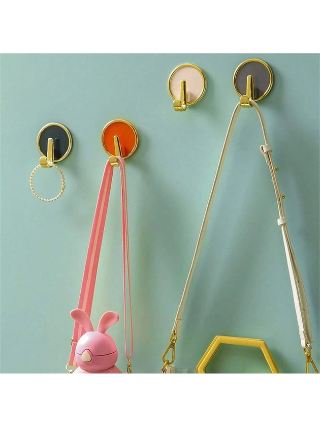 4pcs Multifunctional Light Luxury Door Back Hook Without Punching Hole, Strong Adhesive On The Door, Bathroom, Kitchen, Foyer, Bedroom, Clothes Hanger, Adhesive Hook, Clothes And Hat Storage Hook