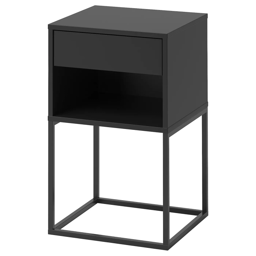 Bedside table, VIKHAMMER, black, 40x39 cm - IKEA