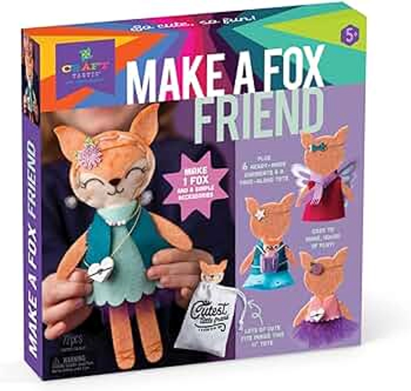 Craft-tastic – Make a Fox Friend Craft Kit – Learn to Make 1 Easy-to-Sew Stuffie with Clothes & Accessories