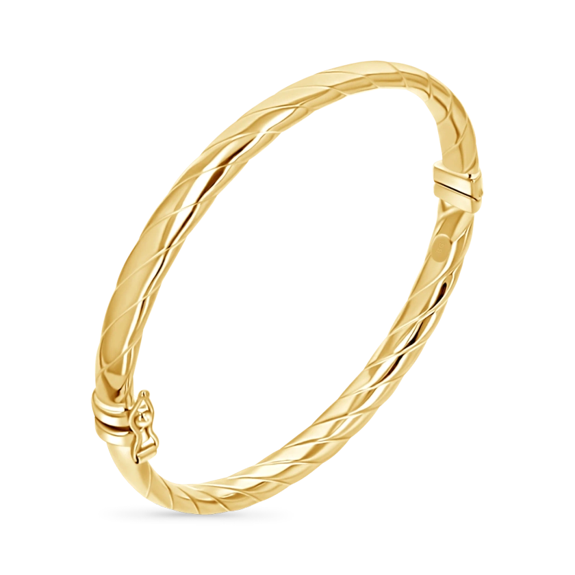 14K Gold Croissant Puff Bangle