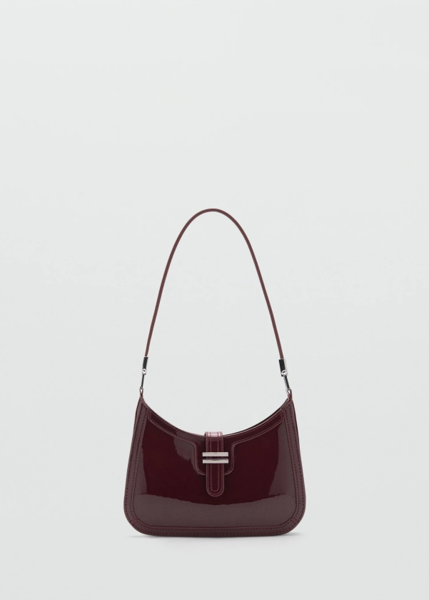 Patent leather-effect shoulder bag