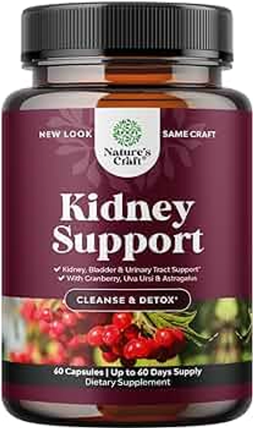 Kidney Support Cranberry Pills for Women and Men - High Strength Kidney Cleanse Detox & Repair with Stinging Nettle Uva Ursi and Astragalus for Kidney and Bladder Health - Non-GMO Halal and Vegan