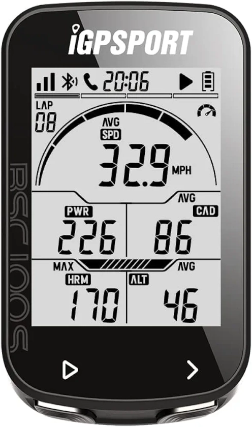 Compteur vélo GPS, BSC100S Ant+ Ordinateur de vélo sans Fil étanche IPX7 Compteur de Vitesse et Compteur kilométrique, écran de rétroéclairage Automatique 2,6 Pouces, autonomie de 40 Heures