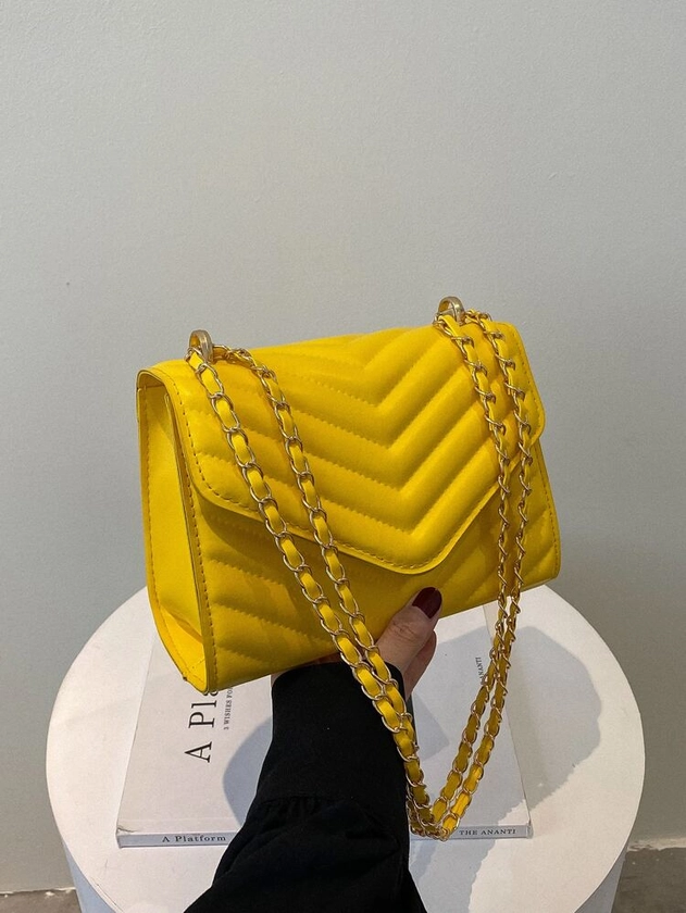 Mini Irregular Flap Chain Square Bag: Yellow