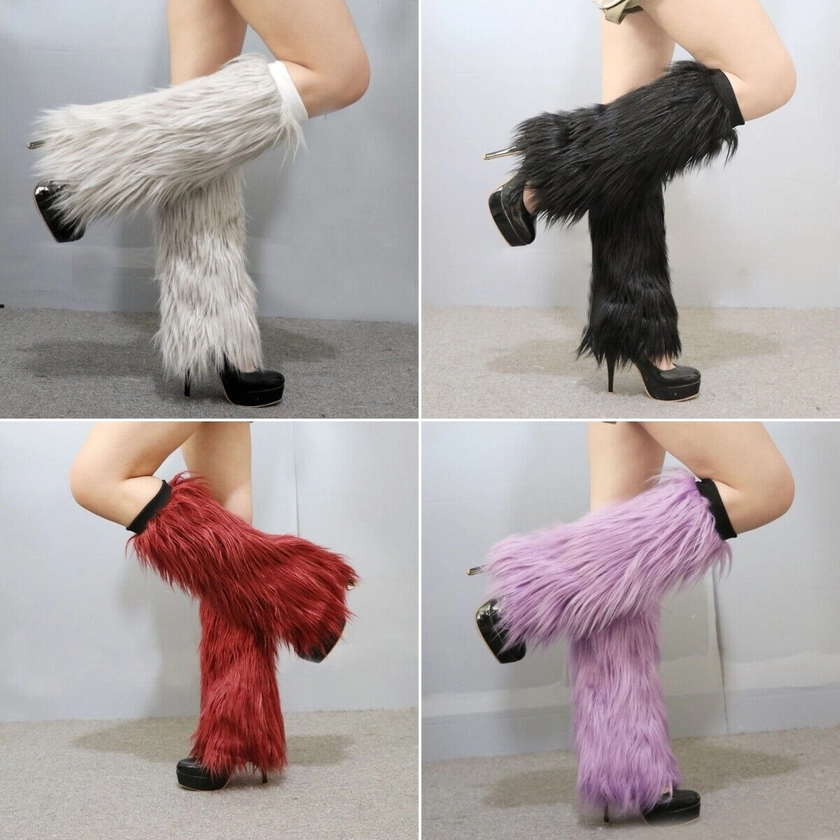 Lady Faux Fur Leg Warmer Sock Boot Legging Cover Plush Furry Stage Party Fashion