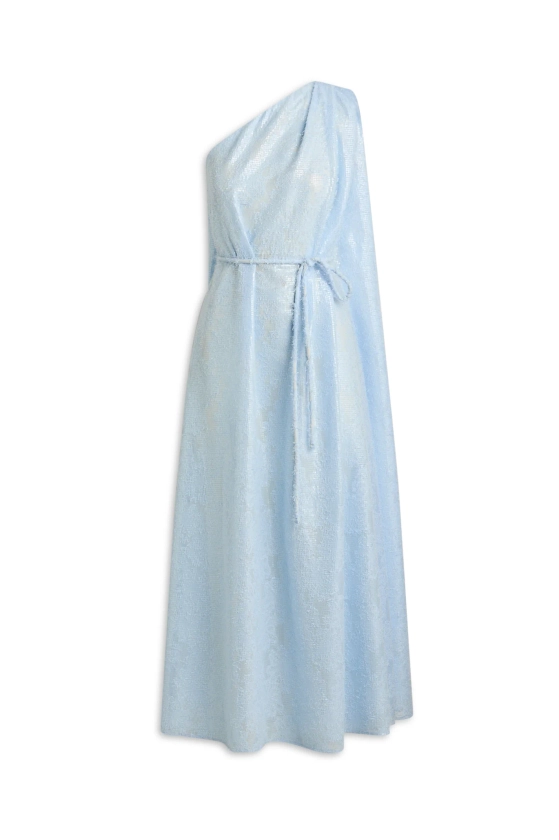 SEQUIN ONE SHOULDER DRESS - PALE BLUE - Scanlan Theodore