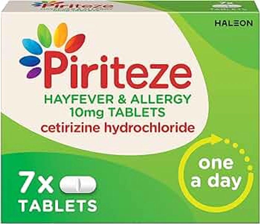 Piriteze Hayfever & Allergy Antihistamine Tablets, Allergy Relief, Cetirizine, 7s