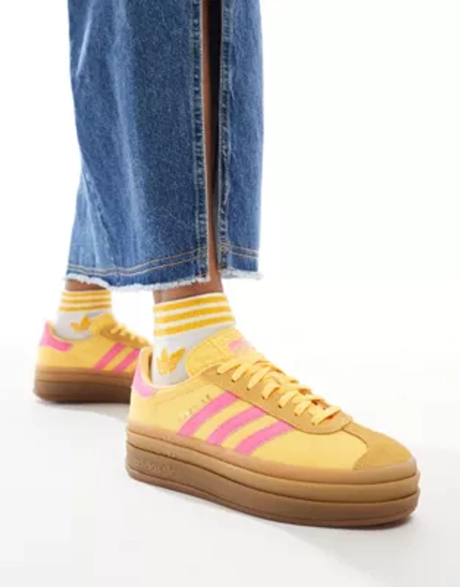 adidas Originals Gazelle Bold trainers in yellow and pink with gum sole | ASOS