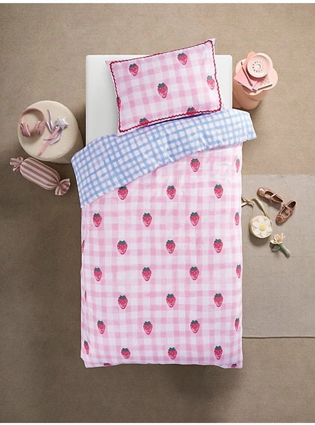 Pink Strawberry Reversible Duvet Set