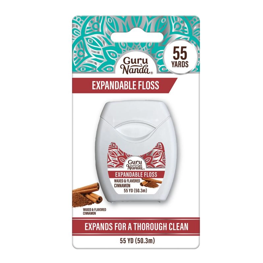 GuruNanda Cinnamon Flavored Expandable Dental Floss - 55 Yards