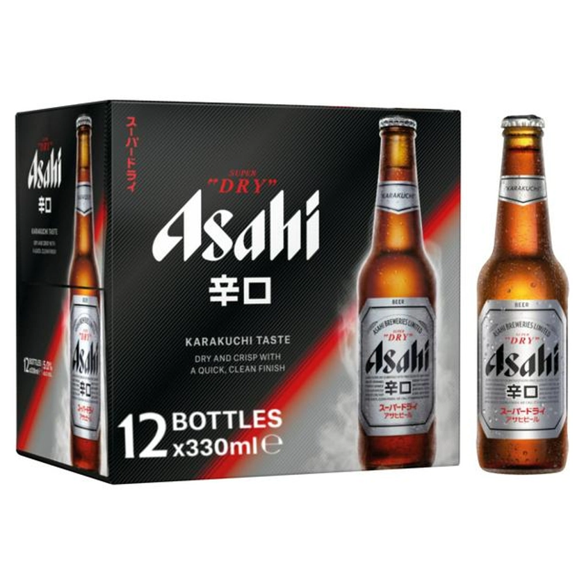 Asahi Super Dry Lager Beer Bottles 12x330ml | Sainsbury's